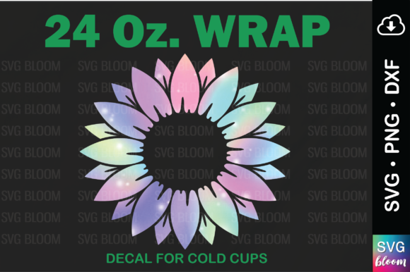 24oz. Full Wrap Tumbler Sunflower SVG: Graphics & Print Templates