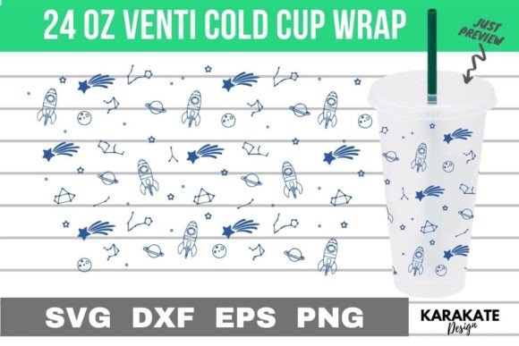 Astronaut Space Venti Cup Wrap SVG for Crafts & Graphics