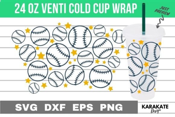 Baseball Line SVG: Venti Cup Wrap for Crafts & Graphics