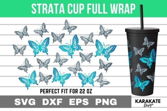 Big Butterfly Cup Wrap SVG for Crafts and Graphics