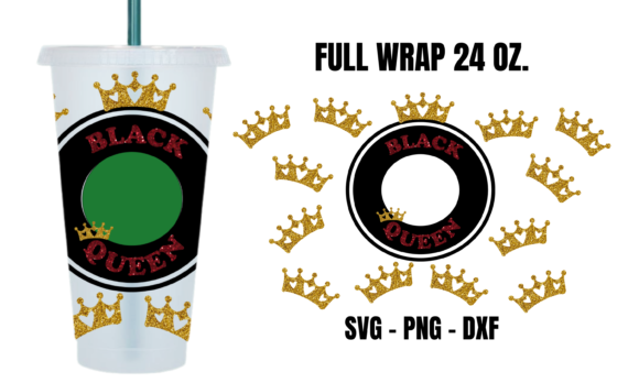 Black Queen Starbucks Cup Wrap SVG: Graphics for Crafts & Branding