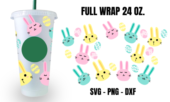 Bunny Easter Starbucks Cup Wrap SVG: Graphics for Crafts