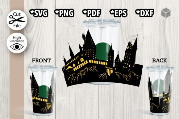 Castle Cup Wrap SVG for 24 oz Cold Cups - Graphic Template