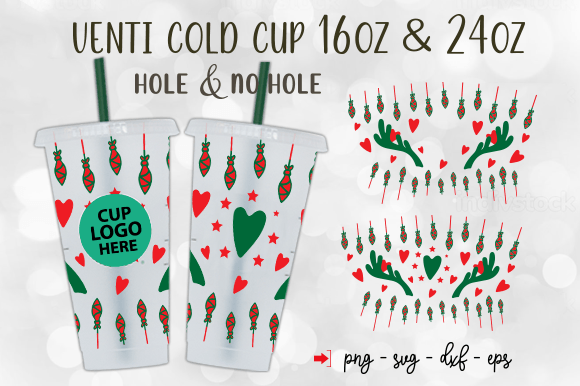 Christmas 24oz Cold Cup Wrap SVG: Tumbler Graphics