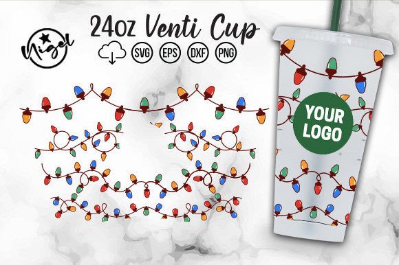 Christmas Lights Cold Cup Wrap Svg Cut for Graphics & Crafts