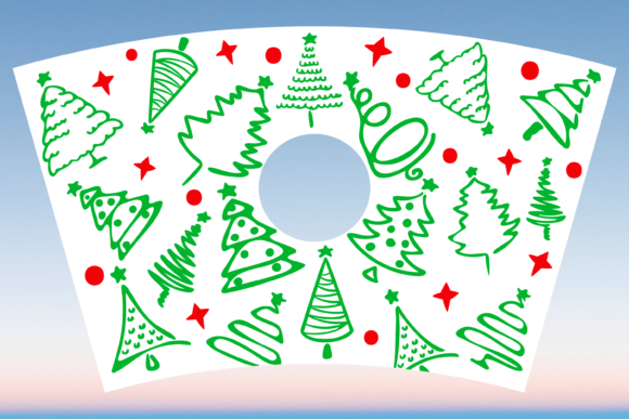 Christmas Trees Starbucks Cup Wrap SVG: Graphics & Print Templates