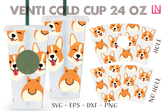 Corgi Venti Cup Wrap SVG for Crafts & Graphics