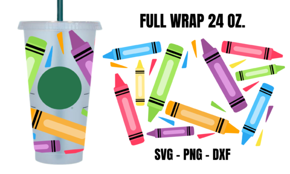 Crayon Starbucks Cup Wrap Graphics for Handmade Crafts