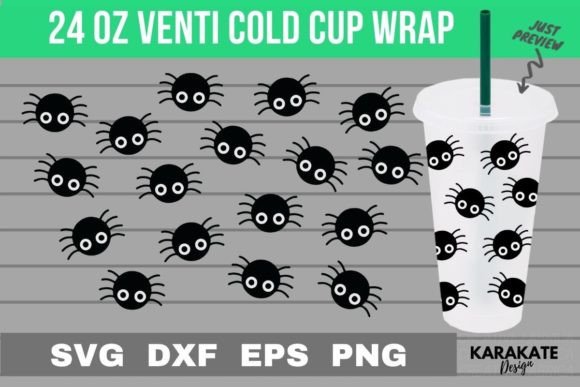 Cute Spider 24 Oz Venti Cup Wrap SVG: Graphics & Crafts