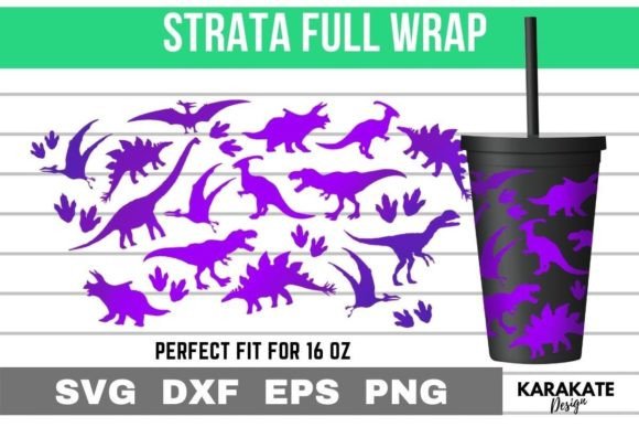 Dinosaur 16 Oz Strata Cup Wrap SVG Graphics & Crafts
