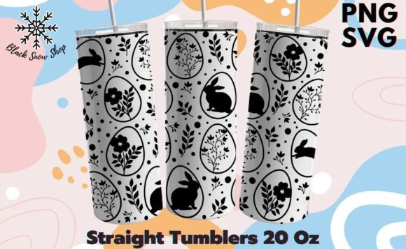 Easter Bunny Flower Tumbler Wrap Svg Graphics & Illustrations