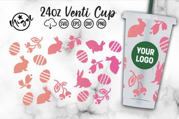 Easter Egg Bunny Cold Cup Wrap SVG Cut for Graphics & Crafts