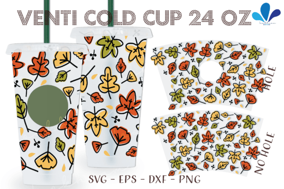 Fall Leaves Layered Venti Cup Wrap SVG: Crafts & Graphics