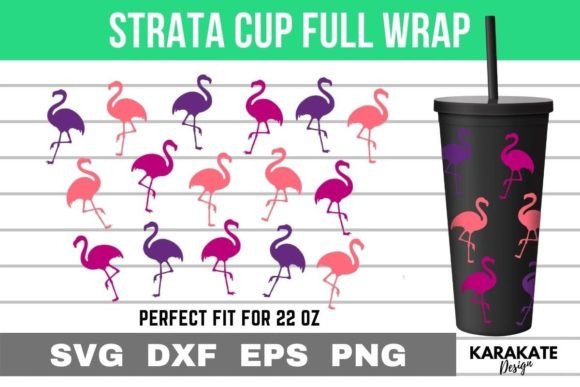 Flamingo 22 Oz Strata Cup Wrap SVG for Crafts & Graphics
