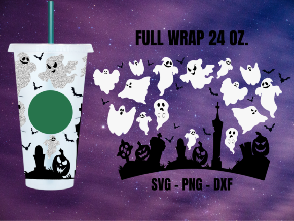 Ghost Starbucks Cup Wrap SVG for Seasonal Crafts and Graphics