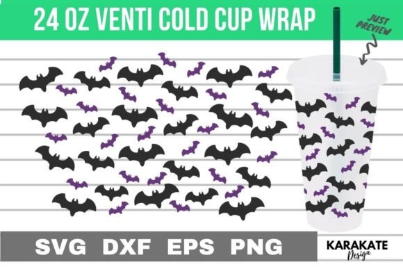 Halloween Bat Venti Cup Wrap SVG Graphics & Crafts