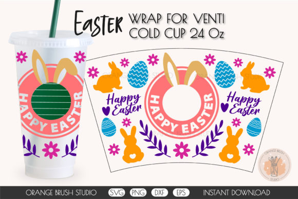 Happy Easter Bunny SVG Cup Graphics for Crafts