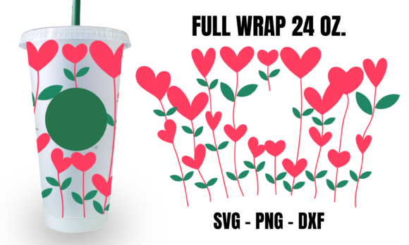 Heart Tree Starbucks Cup Wrap SVG: Graphics & Crafts Asset