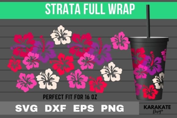 Hibiscus 16 Oz Strata Cup Wrap SVG: Graphics & Crafts Asset
