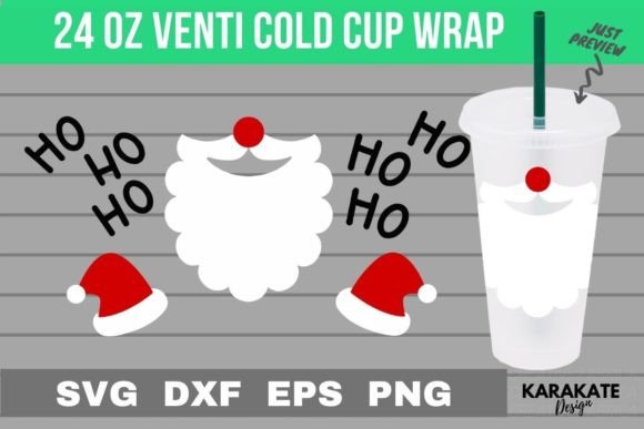 Hohoho Santa 24 Oz Venti Cup Wrap SVG