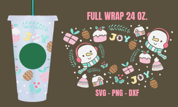 Joy Christmas Starbucks Cup Wrap SVG: Graphics for Crafts
