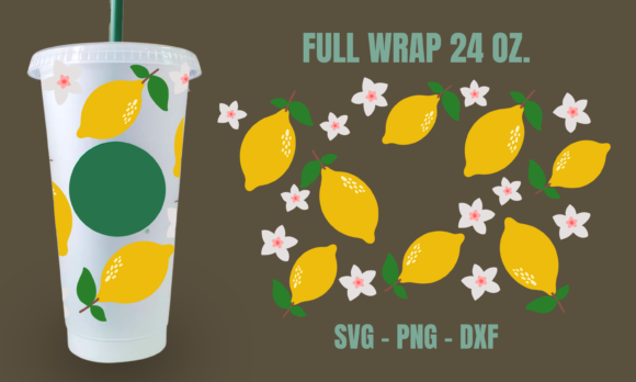 Lemon Starbucks Cup Wrap SVG: Graphics for Crafts & Branding