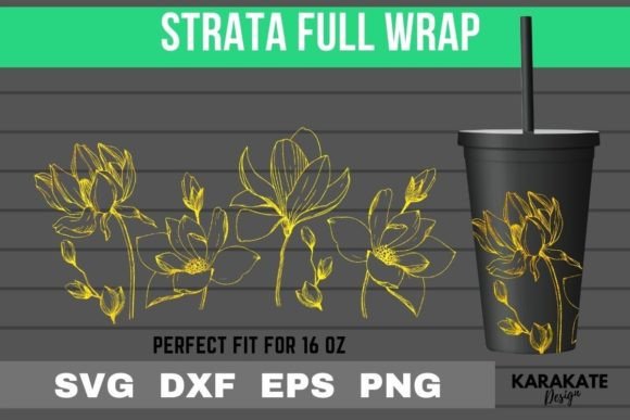 Lotus 16 Oz Cup Wrap SVG for Crafts & Graphics
