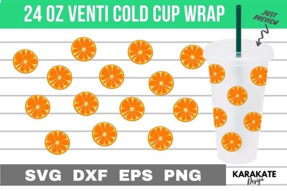 Orange Venti Cup Wrap SVG: Graphics & Crafts Asset