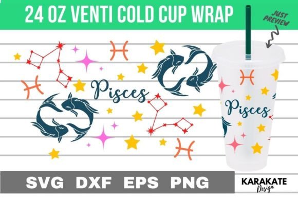 Pisces Zodiac Venti Cup Wrap: Graphics & Crafts