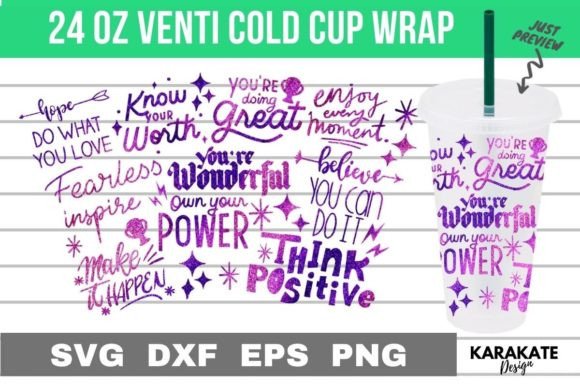 Positive Drink Venti Cup Wrap SVG for Crafts & Graphics