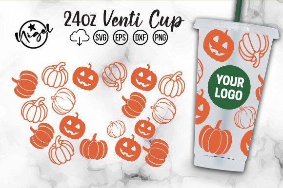 Pumpkin, Halloween Cold Cup Wrap Svg Cut