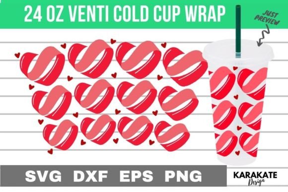 Ribbon Heart, 24 Oz Venti Cup Wrap SVG for Crafts & Graphics