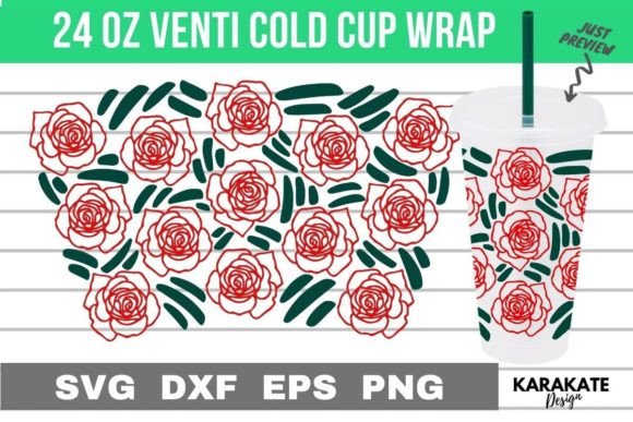 Rose Line 24 Oz Venti Cup Wrap SVG Graphics Review