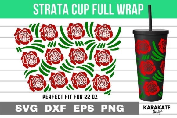 Rose Pattern 22 Oz Cup Wrap SVG: Graphics & Crafts