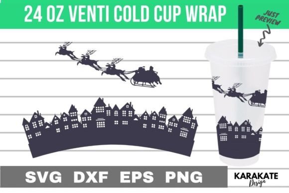 Santa Coming 24 Oz Venti Cup Wrap SVG for Graphics & Crafts