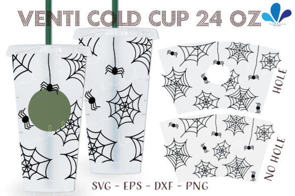 Spider Web Halloween Venti Cup Wrap SVG: Graphics & Crafts