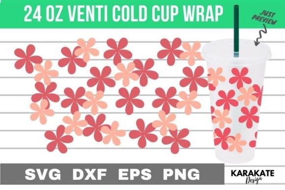 Spring Pink 24 Oz Cup Wrap SVG for Graphics & Crafts