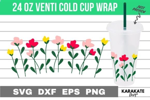 Spring Stalk Venti Cup Wrap SVG for Crafts & Graphics