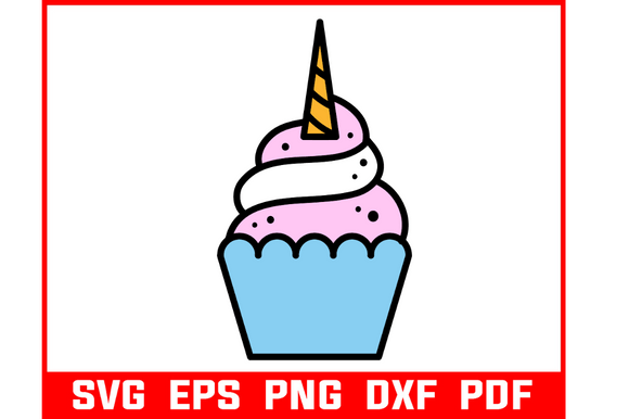 Unicorn Cup Cake Svg for Graphics & Crafts
