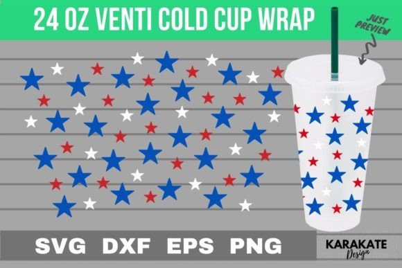 USA Star 24 Oz Cup Wrap SVG: Graphics & Crafts