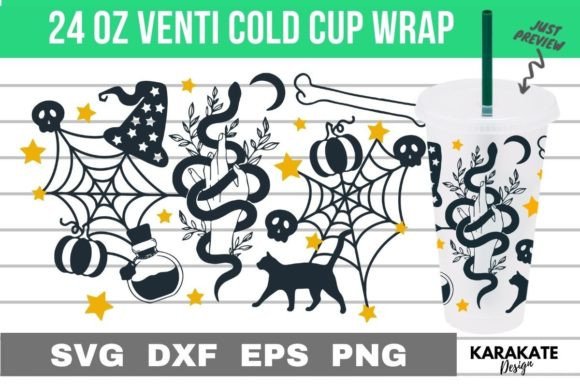 Witchy Vibes – 24 Oz Venti Cup Wrap SVG Graphics & Crafts